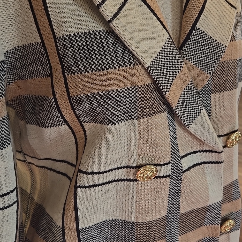 Anne Klein NWT Plaid Double-Breasted Women's Cardigan Size Medium Retail 149.00 - Picture 2 of 11